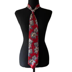 VINTAGE NEW FAST Red Blue Floral Tie